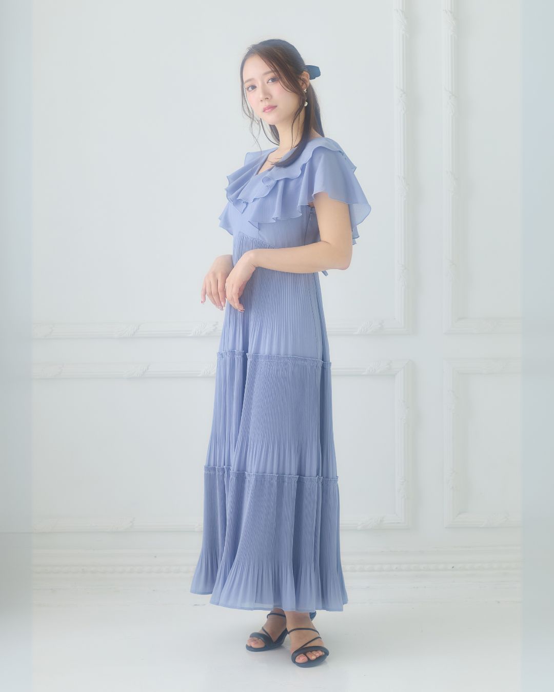 Frill Pleated Tiered Dress