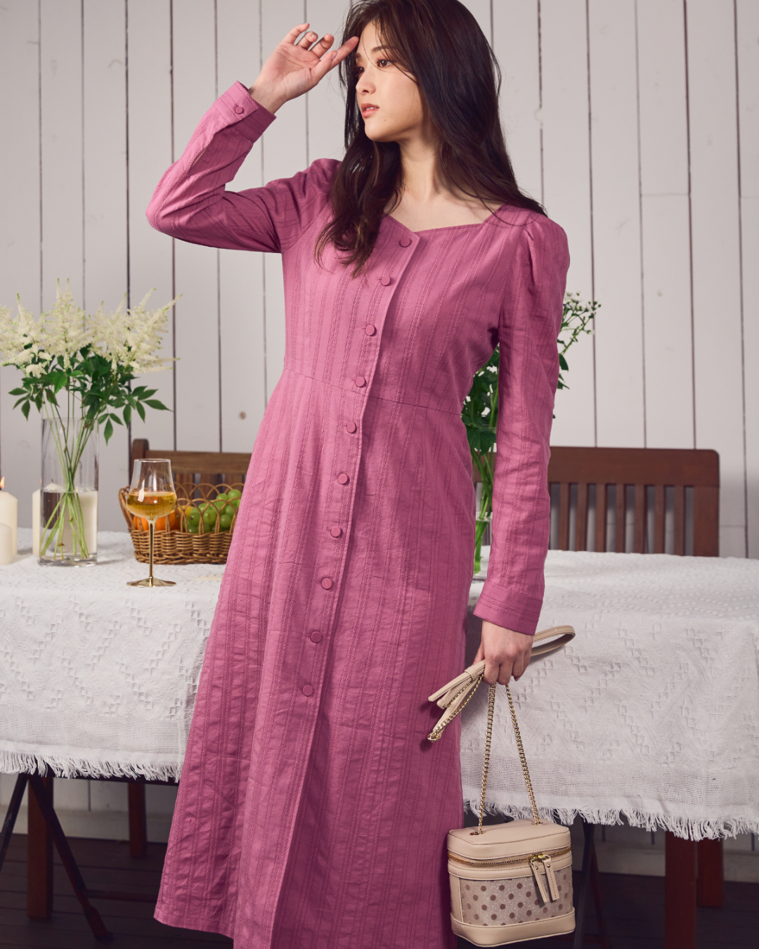 Stripe Lace Garden Dress