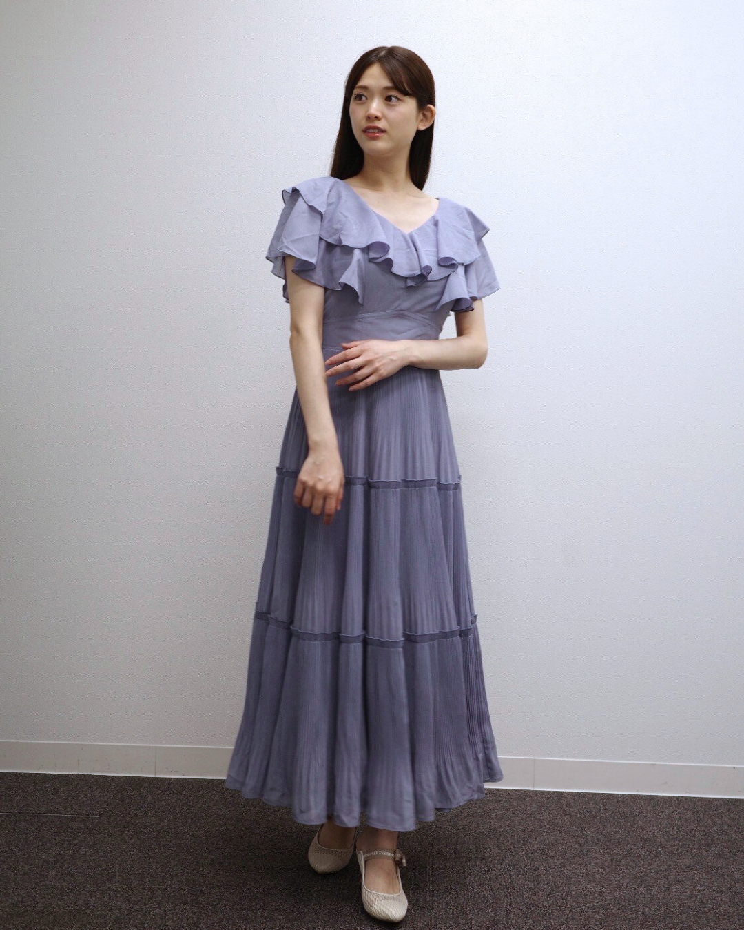 Frill Pleated Tiered Dress