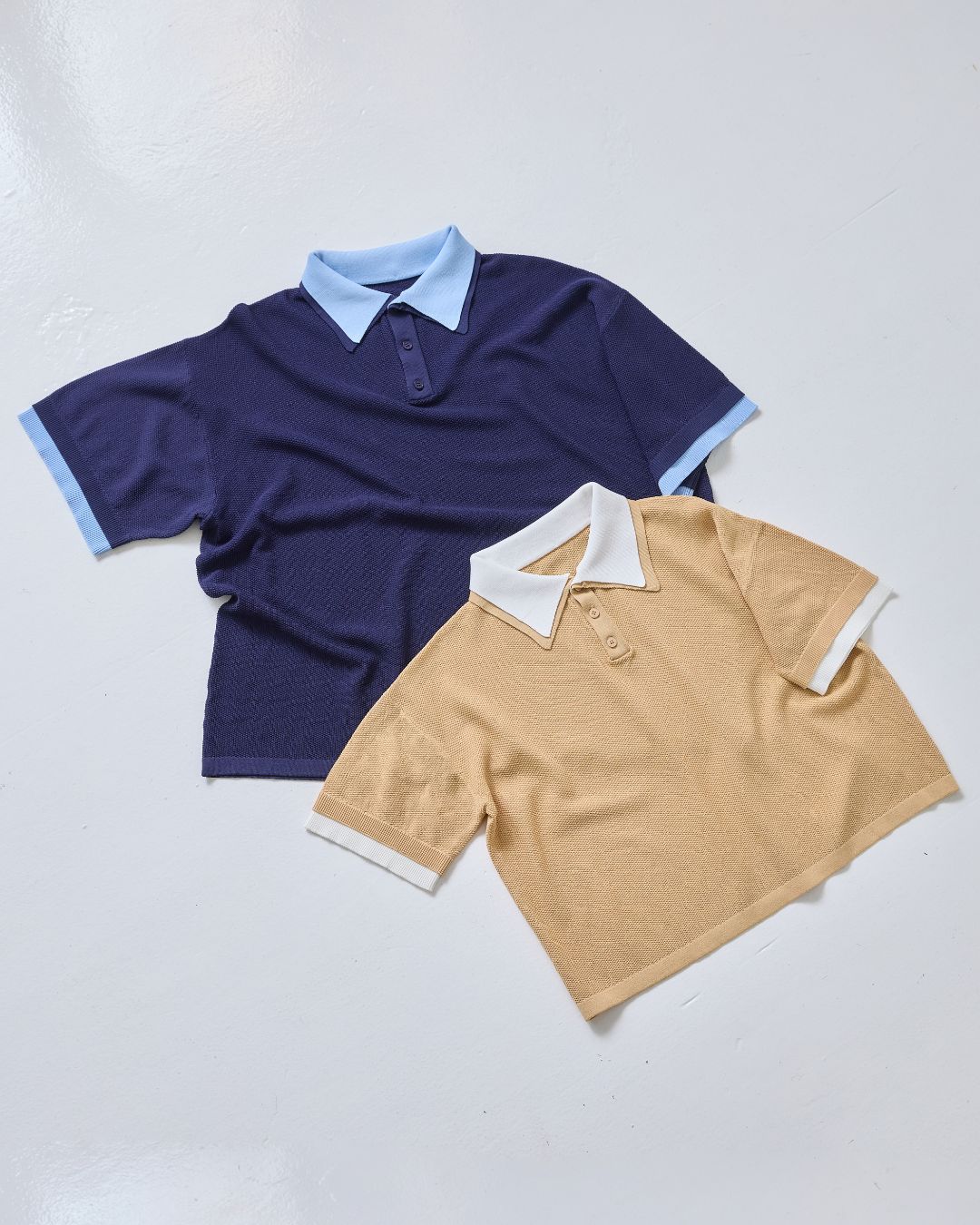 <Unisex> W Collar Rayered Knit Polo