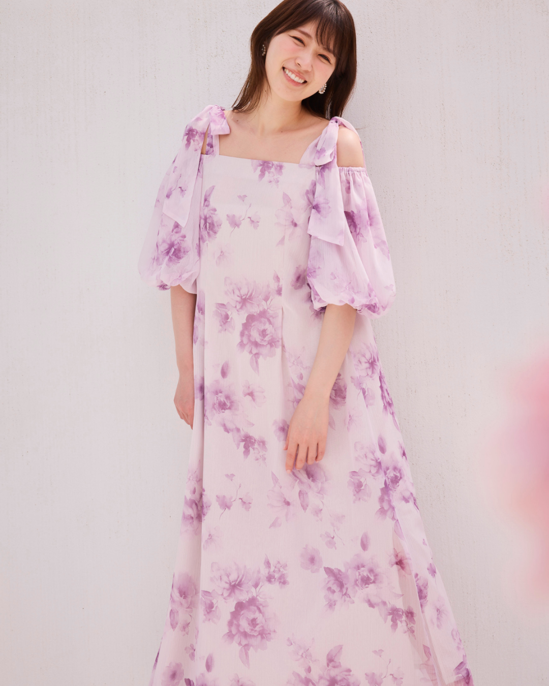 Lisianthus Ribbon Off Shoulder Dress