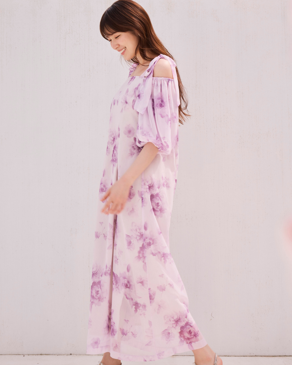 Lisianthus Ribbon Off Shoulder Dress