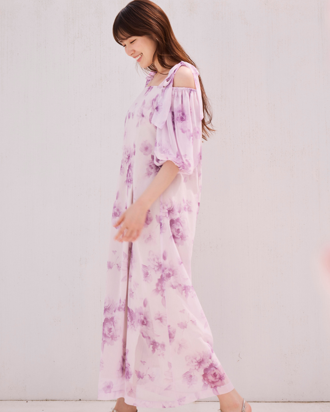 Lisianthus Ribbon Off Shoulder Dress