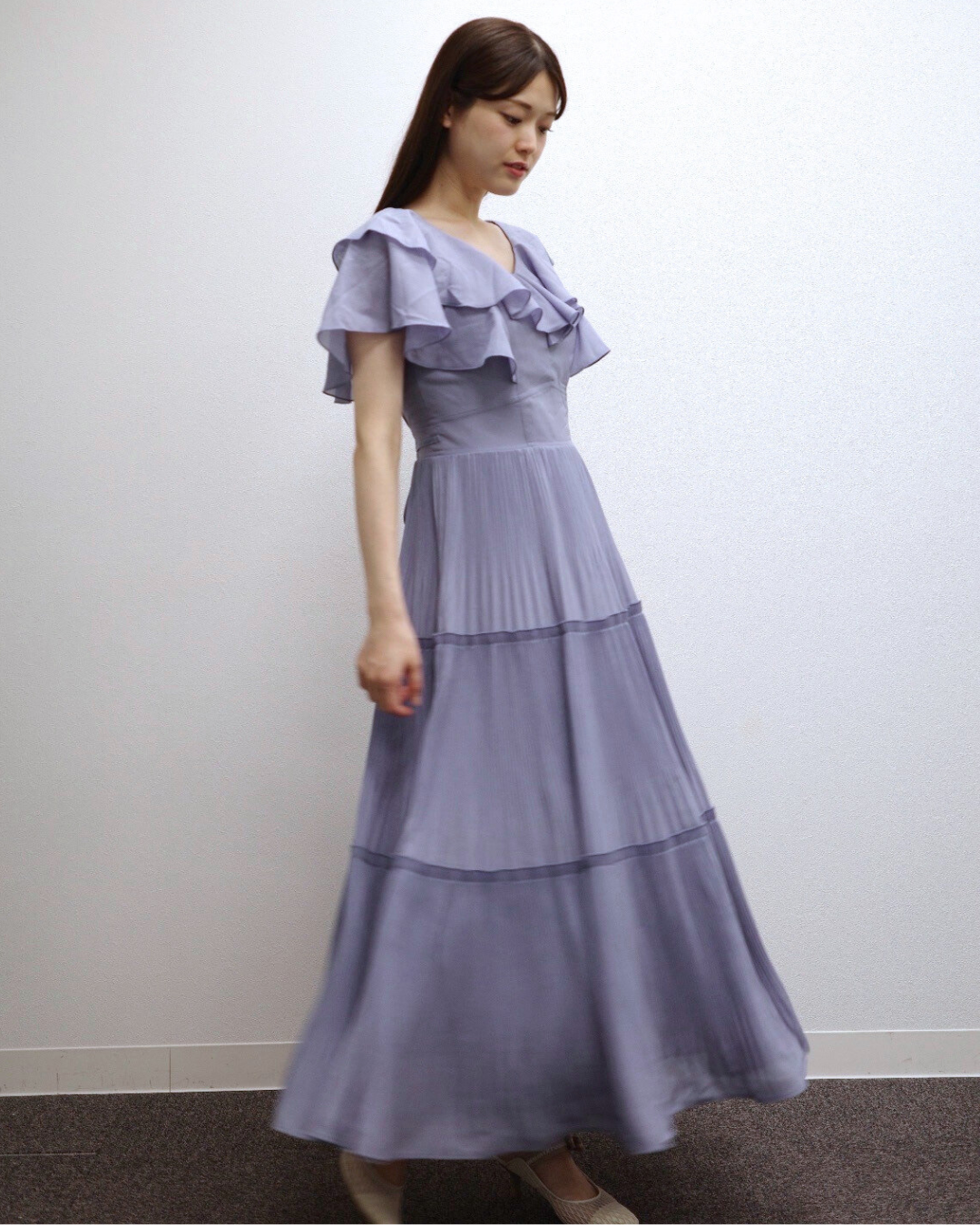 Frill Pleated Tiered Dress