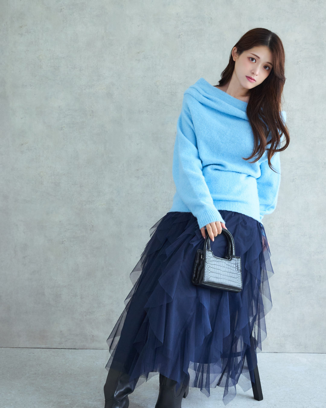 Asymmetry Drape Knit