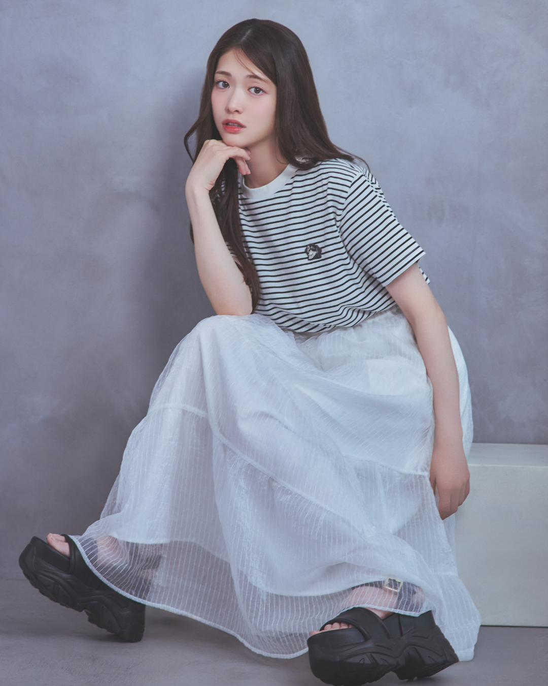 Voluminous sheer skirt
