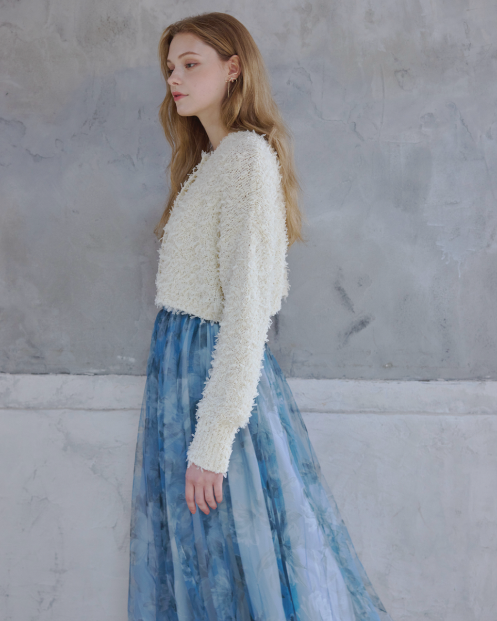 Ribbon Yarn Short Cardigan