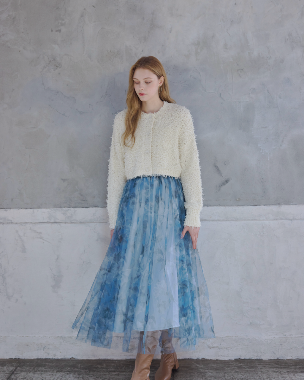 Ribbon Yarn Short Cardigan