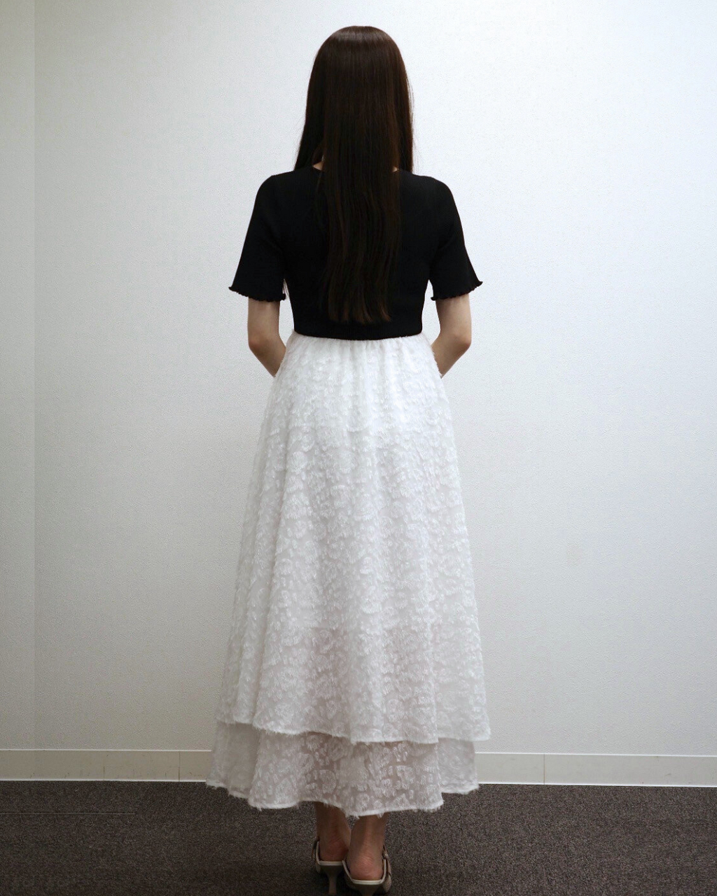 【骨格ウェーブ】Floral Jacquard Knit  Dress