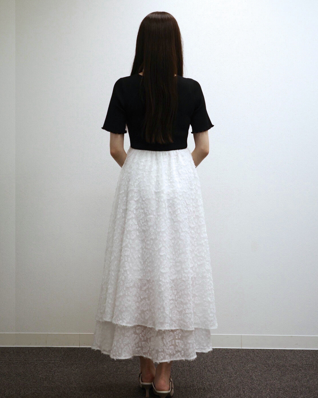 【骨格ウェーブ】Floral Jacquard Knit  Dress