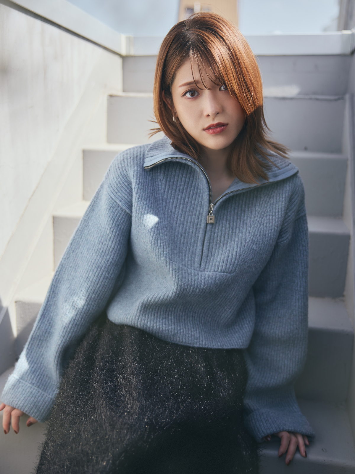 【Unisex】Logo charm Half Zip Knit