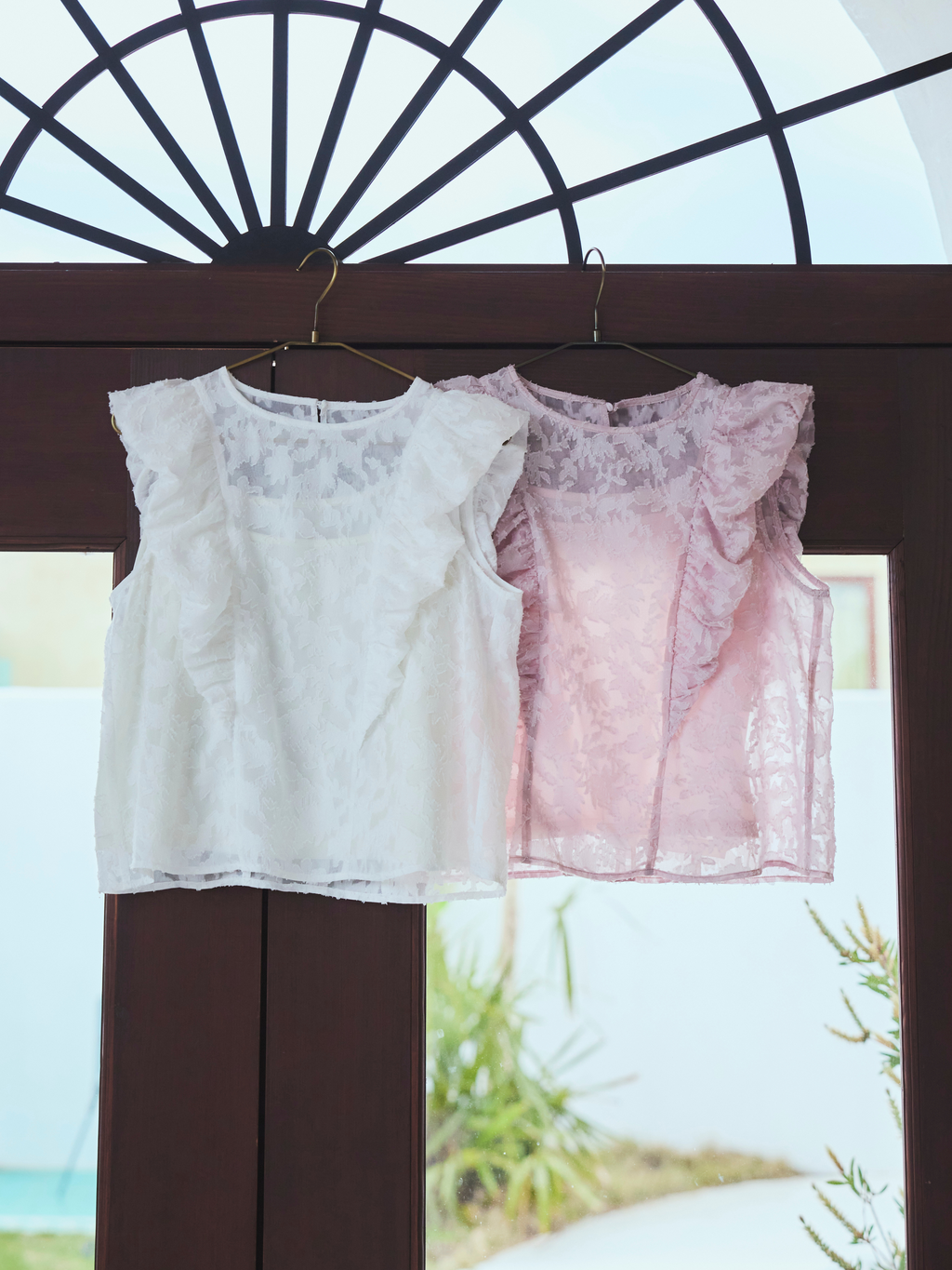 Flower Jacquard Frill Blouse