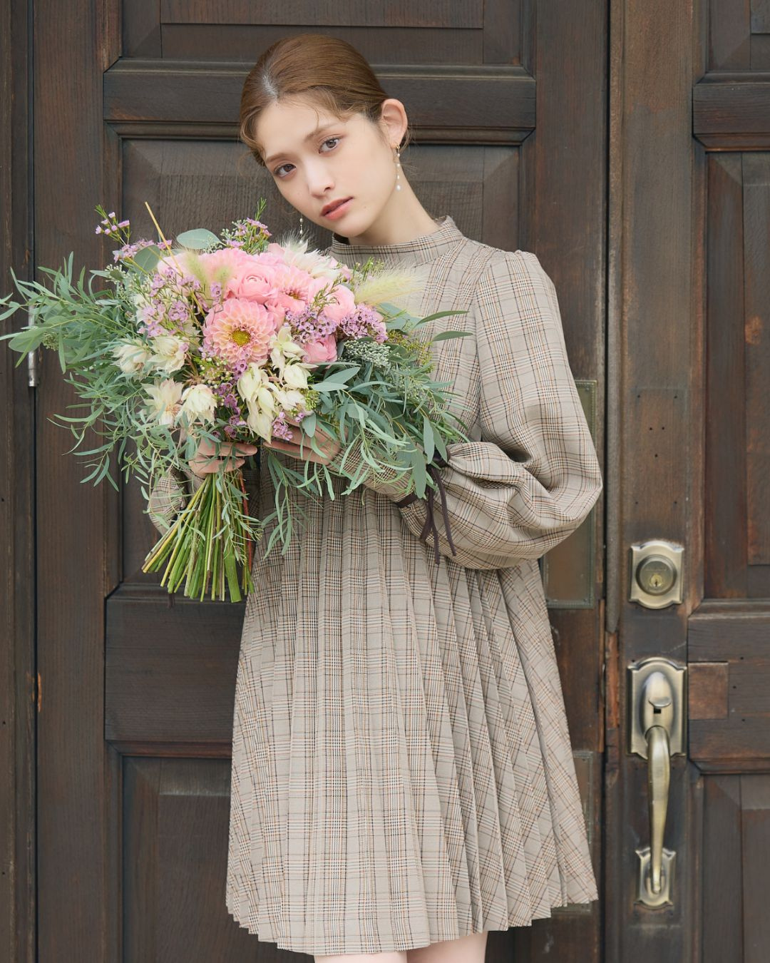 Check Pleats Minidress