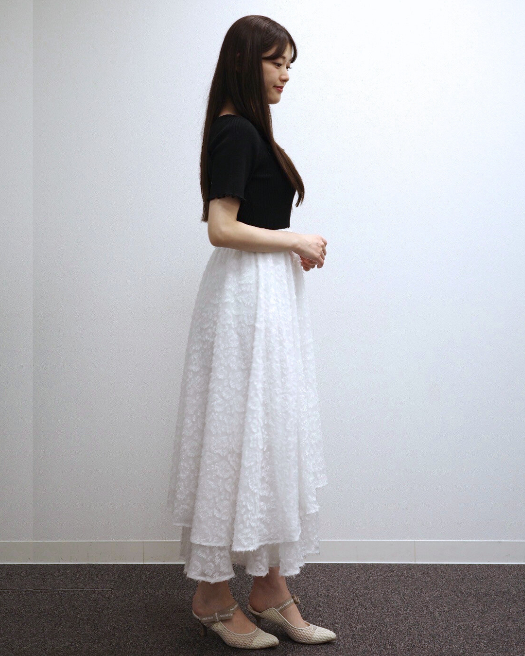 【骨格ウェーブ】Floral Jacquard Knit  Dress