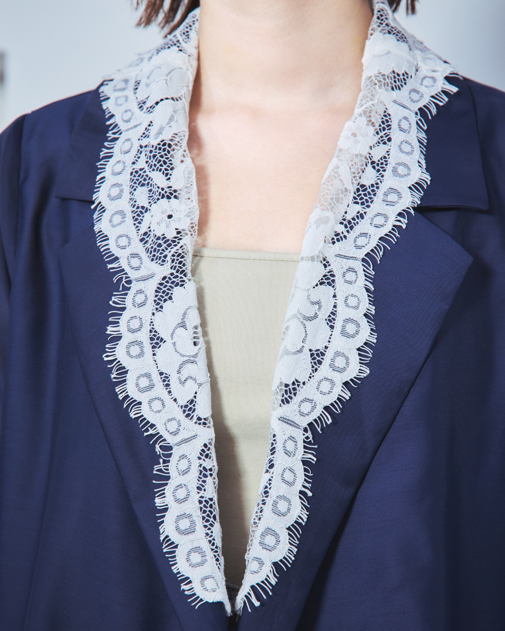 Lace Collar Sheer Jacket