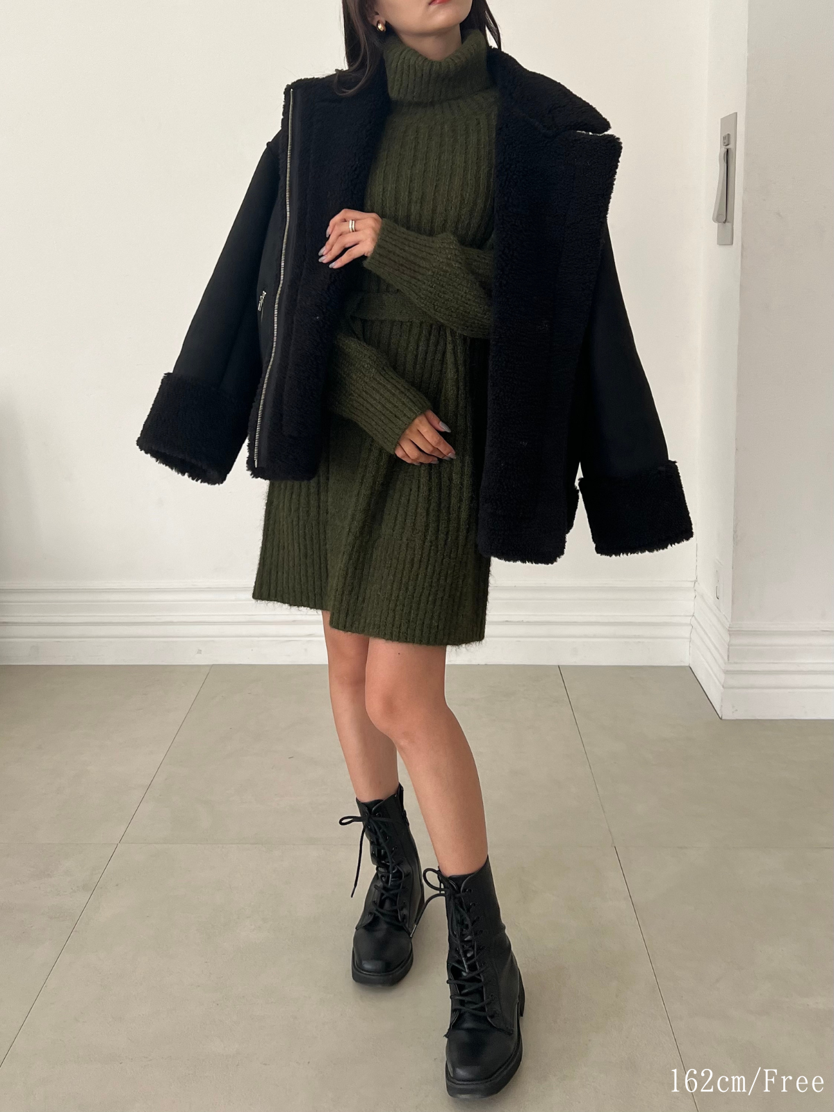 Turtleneck Knit Mini Dress – LANTINAM