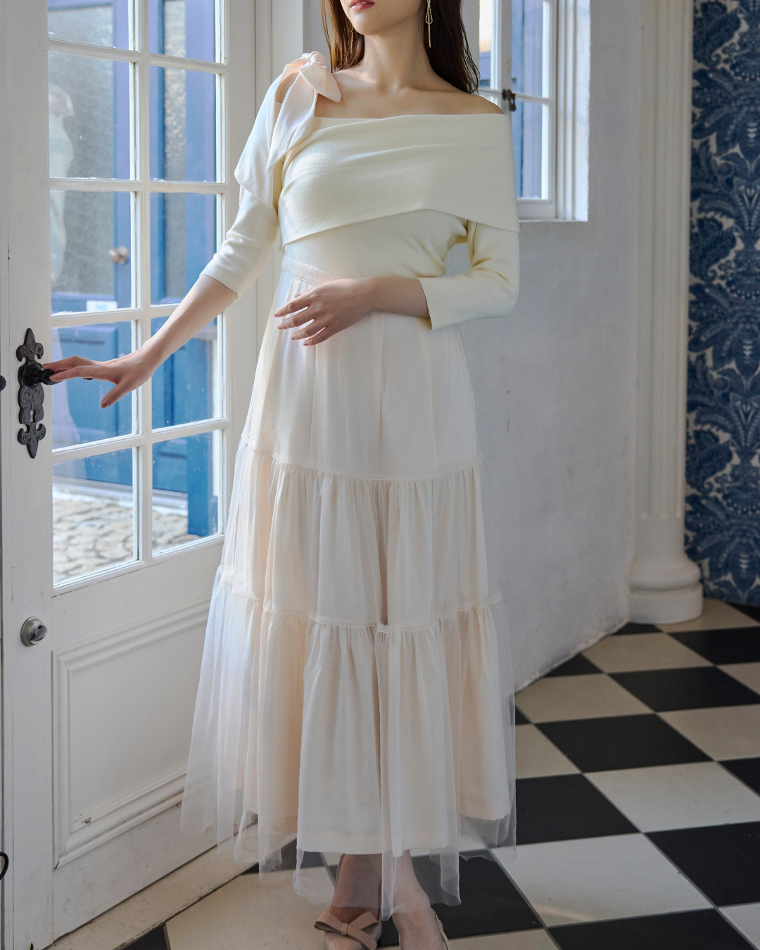 Tulle Knit docking Dress