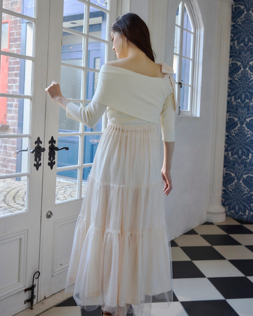 Tulle Knit docking Dress