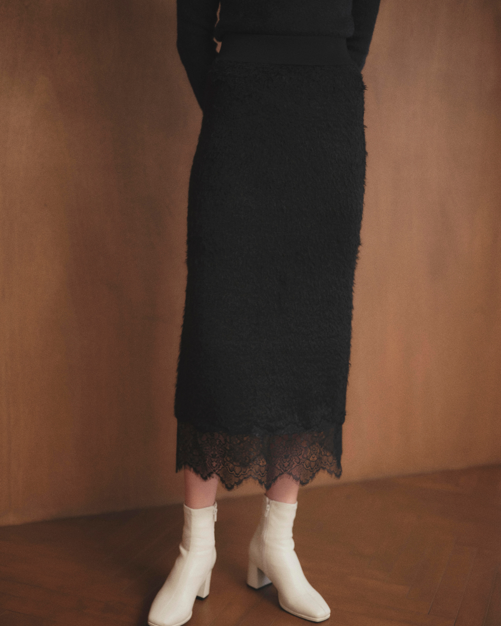 Lace Docking Knit Skirt
