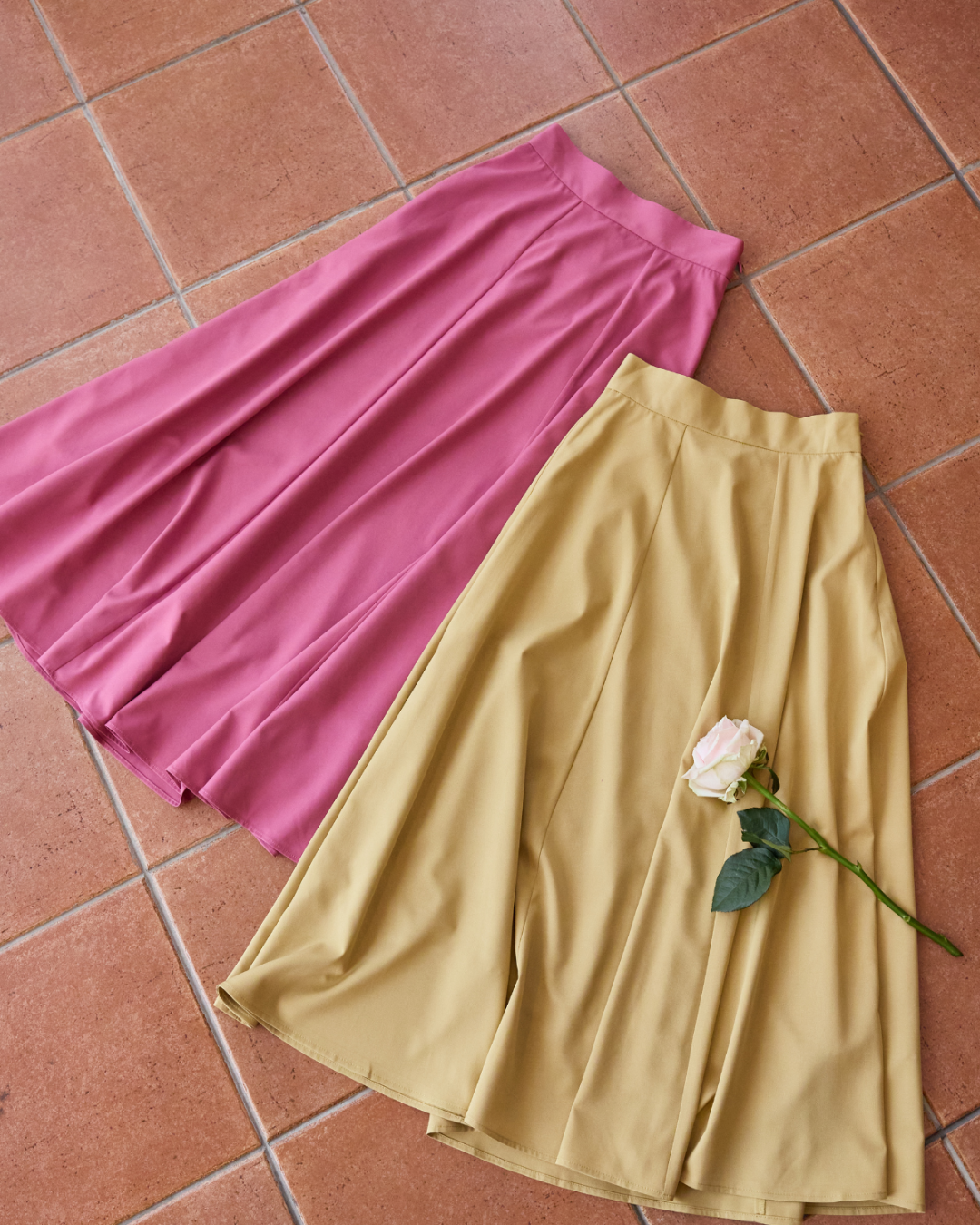 Color Long Flare Skirt