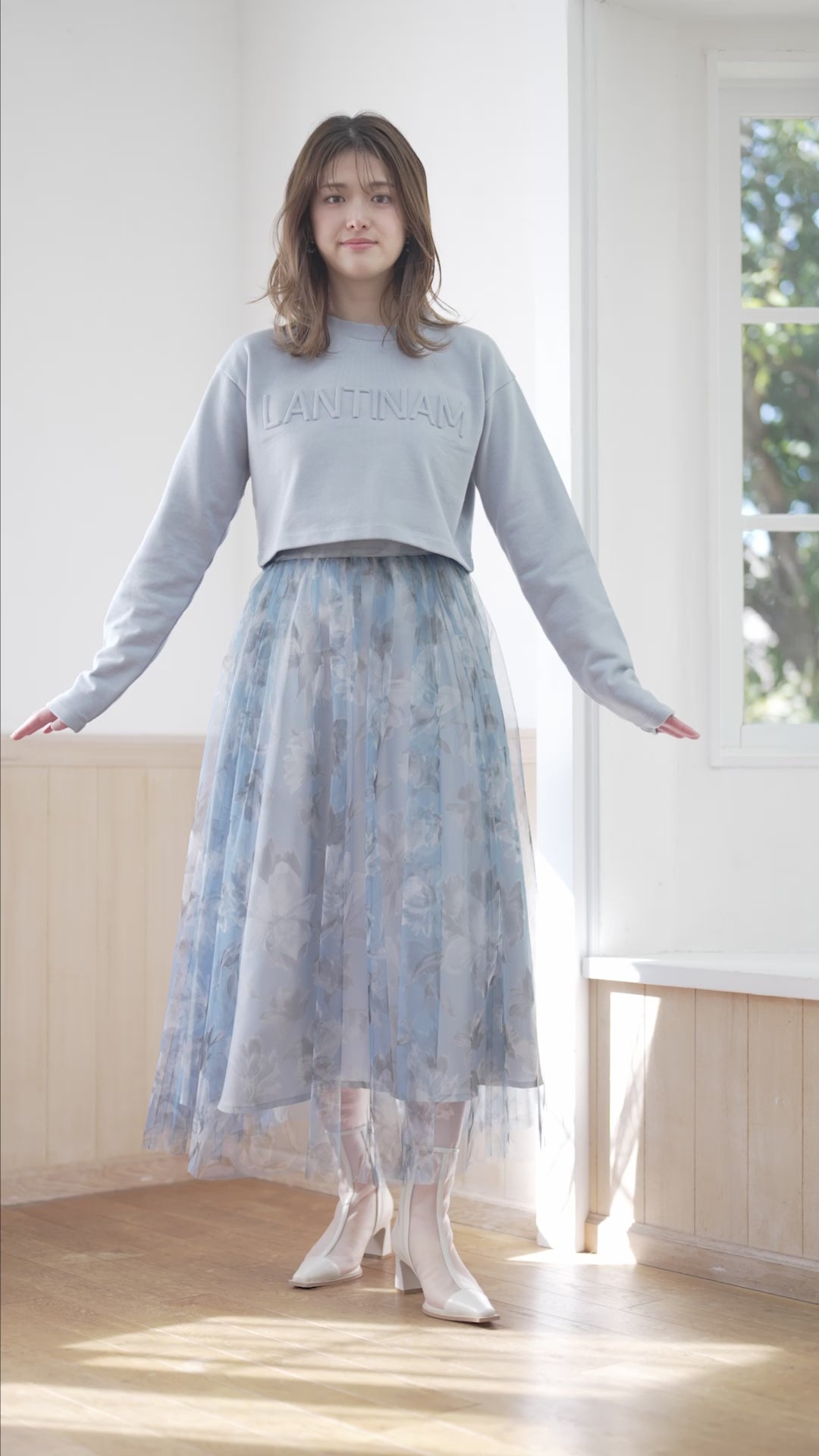 Flower Sheer Tulle Skirt