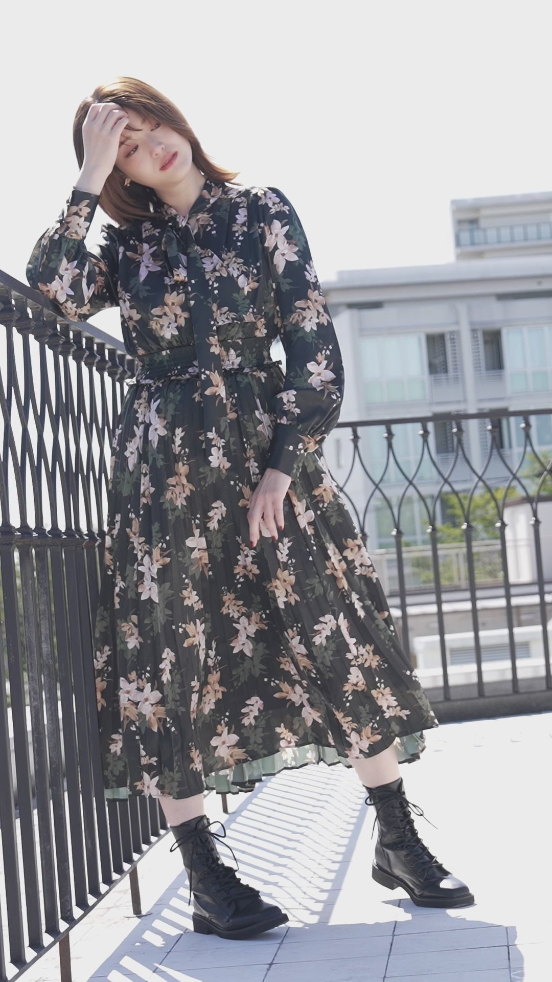 Cymbidium Ribbon Pleats Dress