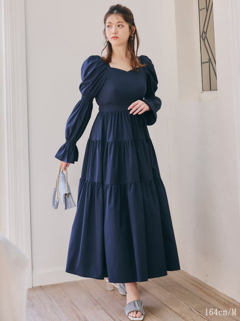 【POPUP】Puff Sleeve Tiered Dress