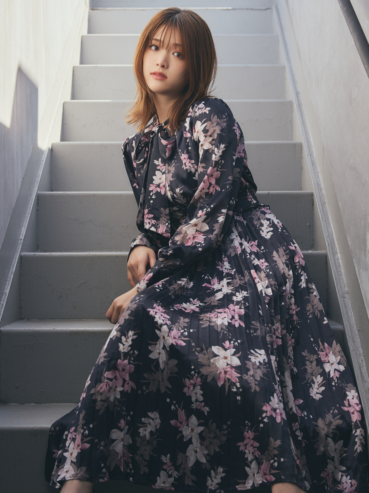 Cymbidium Ribbon Pleats Dress